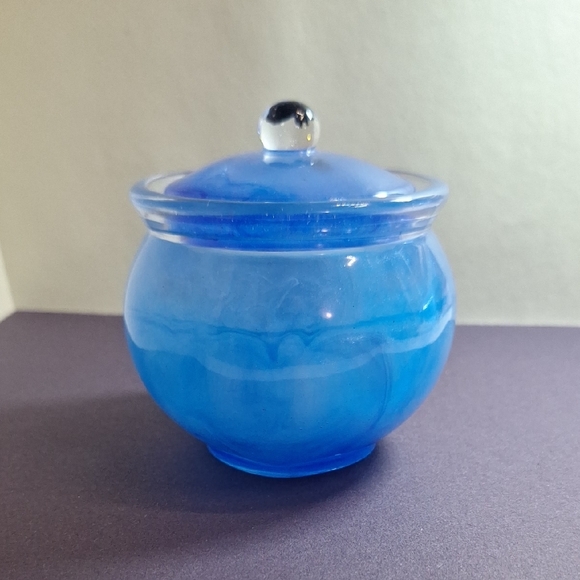 Blue Glass Art Jar - Picture 2 of 4